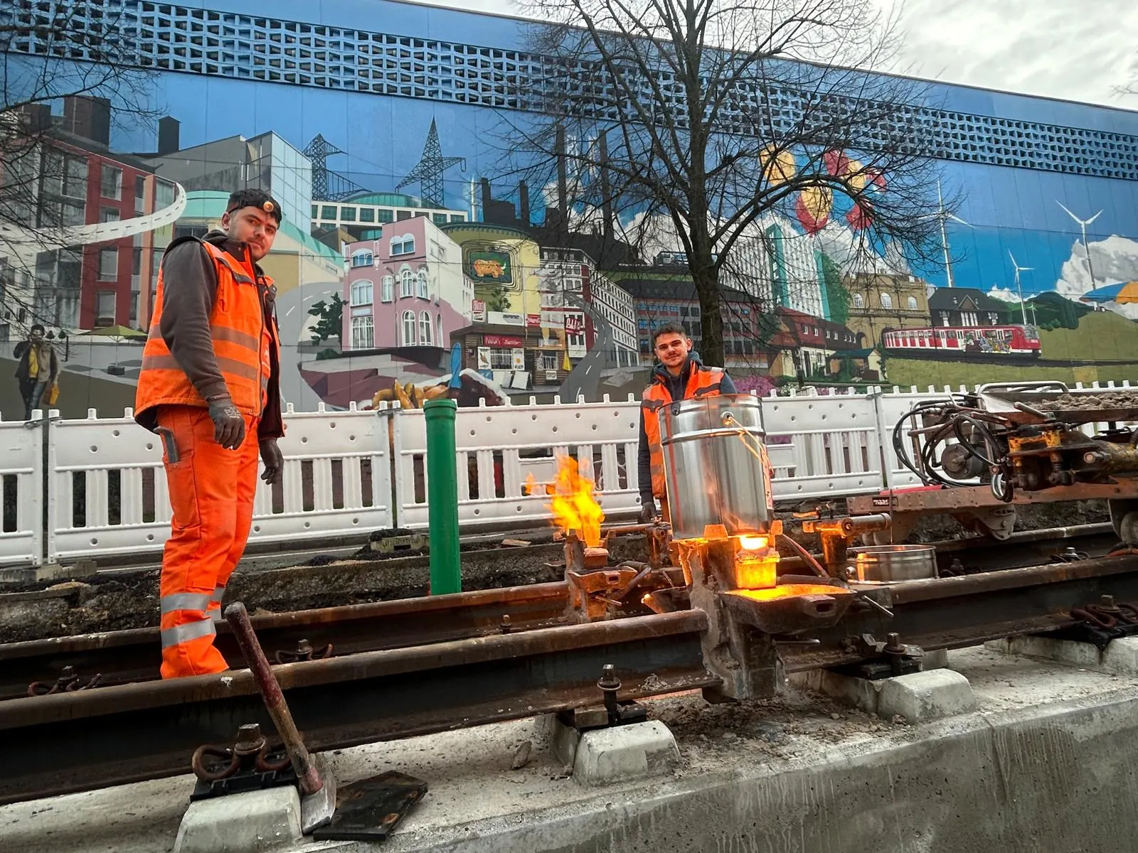 Aluminothermische Schweißung im Straßenbahngleis